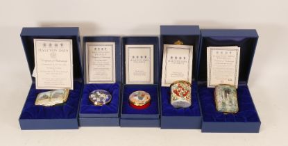 Halcyon days enamelled lidded boxes to include Impressionist Garden, State visit to Italy,