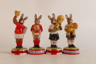 Royal Doulton Bunnykins Figures Winners Trophy DB409, Mascot 66 DB408, Mascot 66 DB407 and Winners