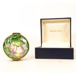 Moorcroft enamel bluebell lidded box by Faye Williams , Limited edition 75/150. Boxed with