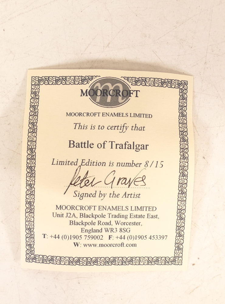 Moorcroft enamel Battle of Trafalgar vase by Peter Graves , Limited edition 8/15. Boxed with - Bild 7 aus 7