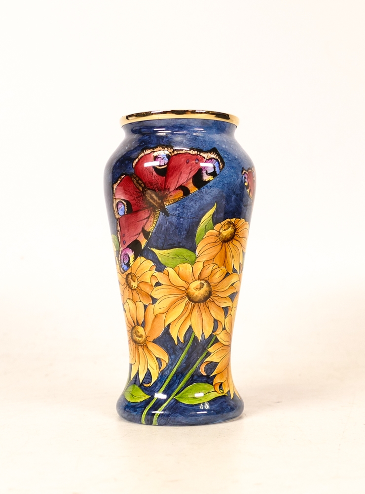 Moorcroft enamel Papillon Butterfly vase by Fiona Bakewell , Limited edition 29/100. Boxed with - Image 3 of 6