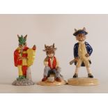 Royal Doulton Bunnykins limited edition figures Minstrel DB211, Waltzing Matilda DB236 and Captain