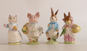 Four Beswick Beatrix Potter BP2 figures to include Tabitha Twitchit, Mrs Rabbit, Peter Rabbit (a/