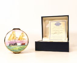 Moorcroft enamel USS Constitution round lidded box by Peter Graves , Limited edition 1/15. Boxed