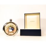 Moorcroft enamel and silver Puffins hip flask by Peter Graves , Limited edition1/1. Boxed, height