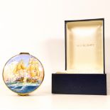 Moorcroft enamel Cape Trafalgar round lidded box by Peter Graves , Limited edition 23/30. Boxed with