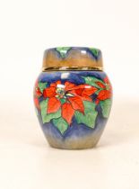 Moorcroft enamel Poinsettia ginger jar . Boxed , height 7cm