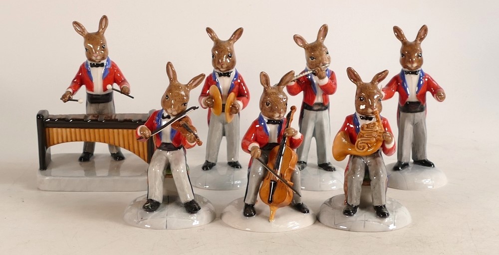 Royal Doulton set of Bunnykins figures from the Orchestra comprising The Conductor DB396, Flute