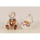 Two Royal Crown Derby paperweights Posie Spaniel & Teddy Bear, gold stoppers, each boxed (2)