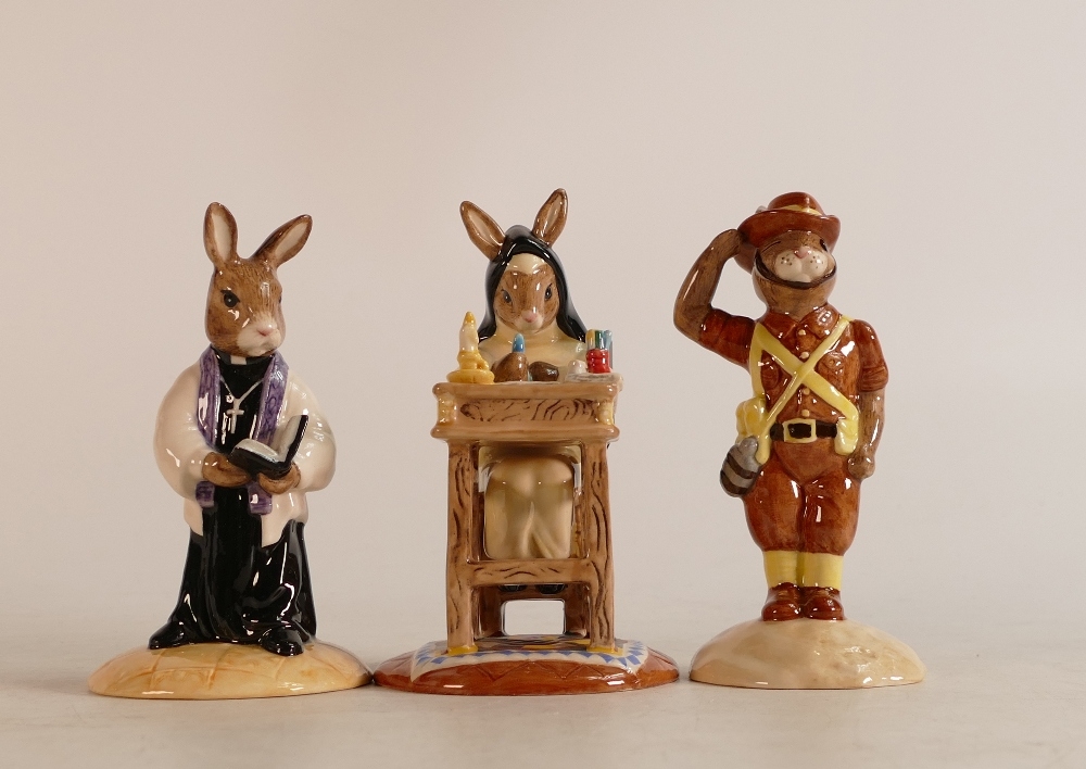 Royal Doulton Bunnykins figures Vicar DB254, Digger DB248 and Sister Mary Barbara DB334, boxed (3)