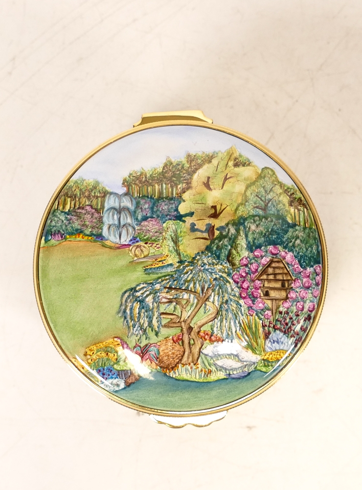 Moorcroft enamel Eve's Garden round lidded box by Faye Williams , Limited edition 62/100. Boxed with - Image 4 of 7