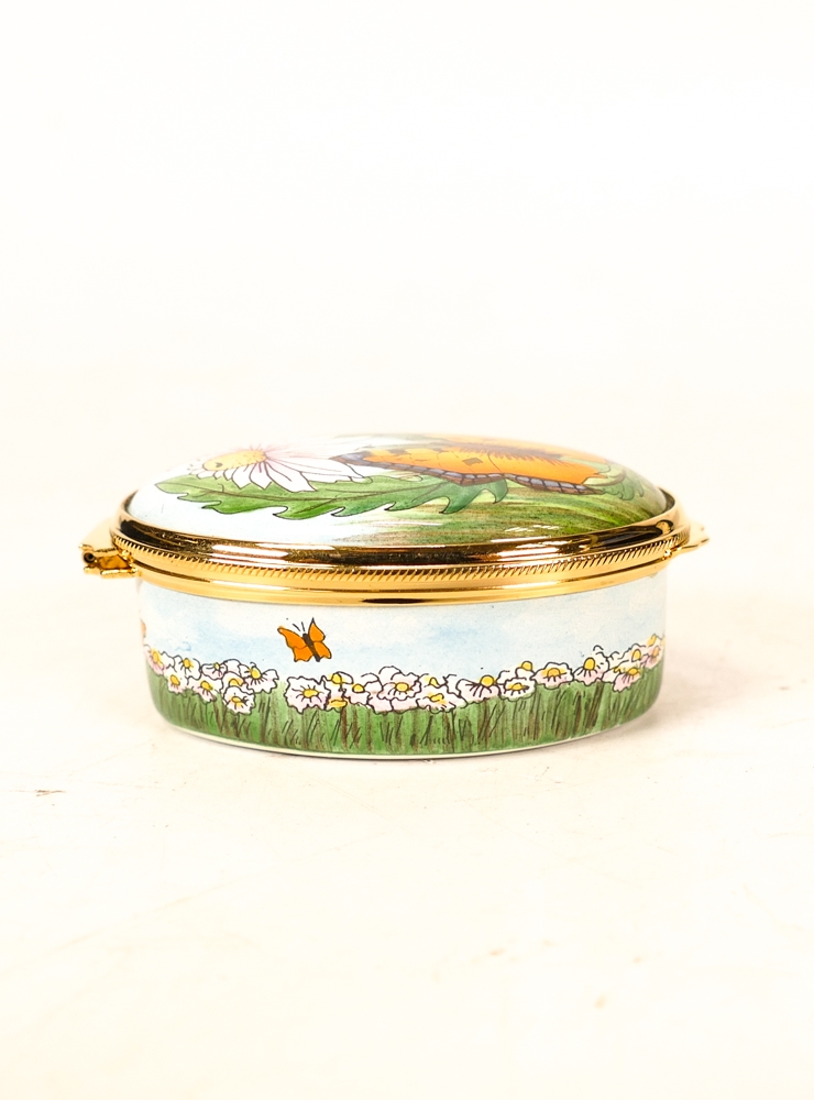 Moorcroft enamel Butterflies oval lidded box by J Horne , Limited edition 17/50. Boxed with - Image 2 of 6