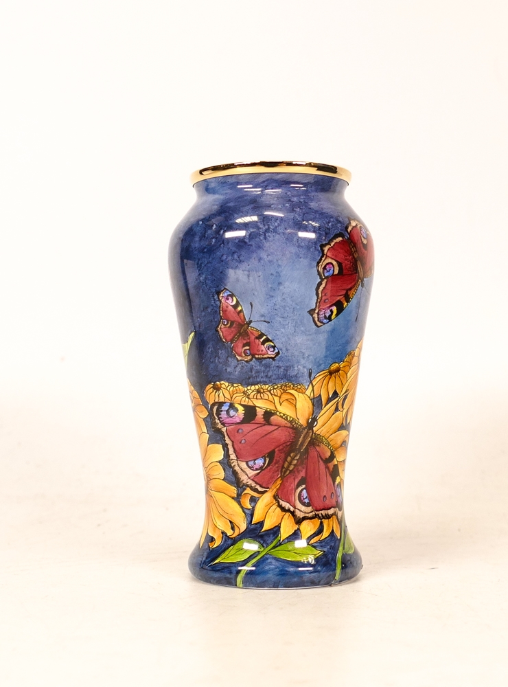 Moorcroft enamel Papillon Butterfly vase by Fiona Bakewell , Limited edition 29/100. Boxed with - Image 4 of 6