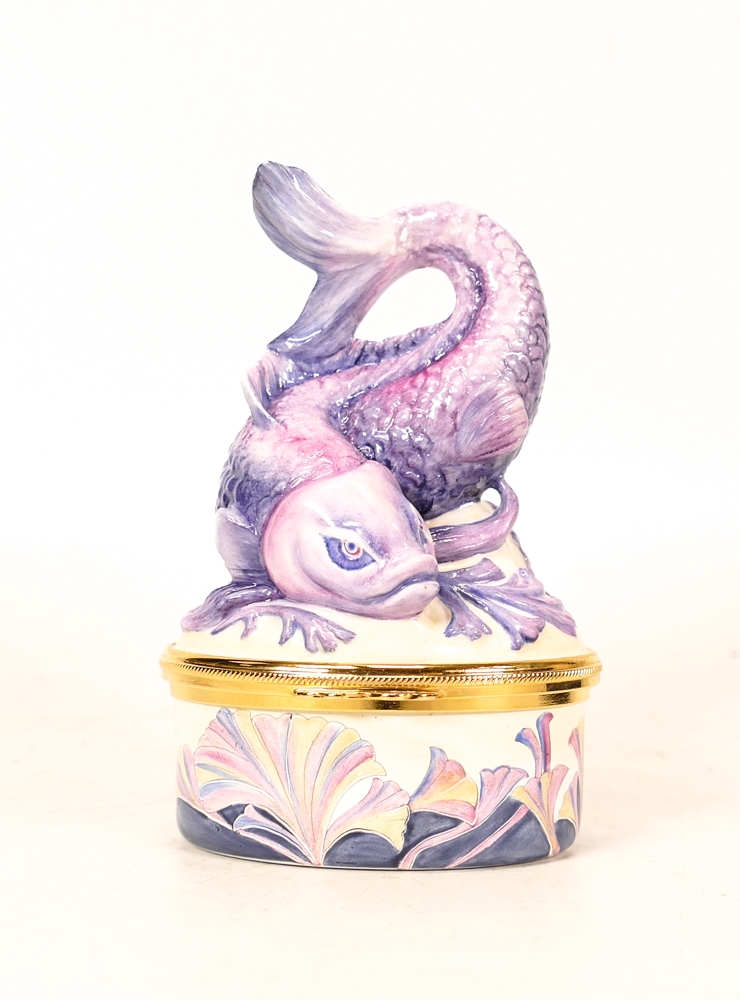 Moorcroft enamel Hesperian carp by R Douglas Ryder , Limited edition 79/250. Boxed with certificate. - Image 3 of 5