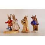 Royal Doulton Bunnykins figures Sands of Time DB299, Off to School DB498 and Winter Lapland DB297,