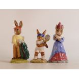 Royal Doulton Bunnykins figures Caddie DB271, Bogey DB32 and Ace DB42, boxed (3)