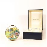 Moorcroft enamel Eve's Garden round lidded box by Faye Williams , Limited edition 62/100. Boxed with