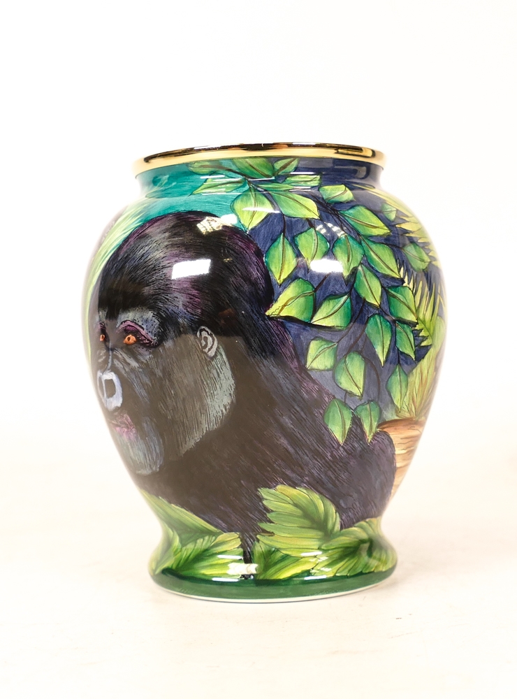 Moorcroft enamel Gorilla vase by Faye Williams , Limited edition 102/200. Boxed with certificate. - Bild 3 aus 5