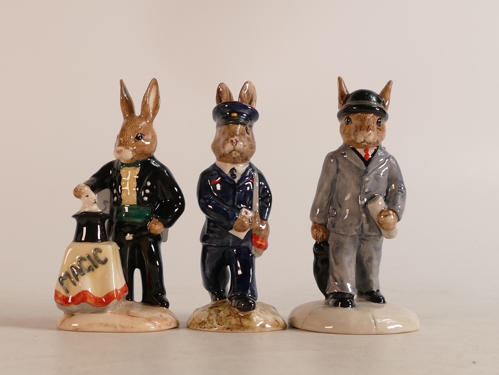 Royal Doulton Bunnykins figures Postman DB76, limited edition Businessman DB203 and limited