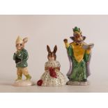 Royal Doulton Bunnykins figures Mystic DB197, Boy Skater DB152 and Busy Needles DB10, boxed (3)