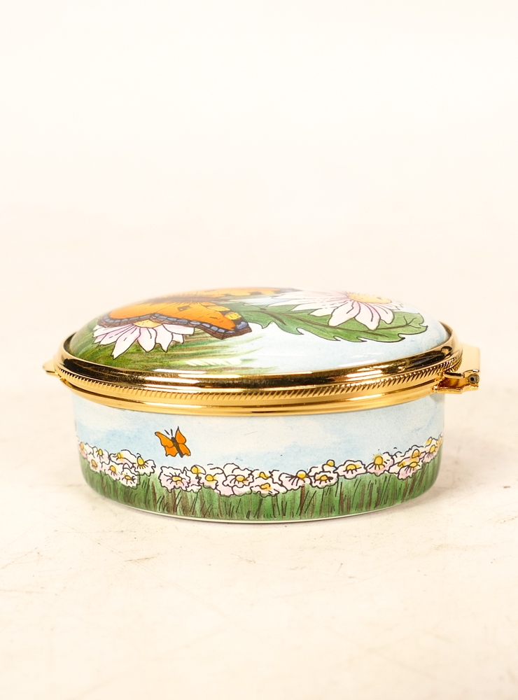 Moorcroft enamel Butterflies oval lidded box by J Horne , Limited edition 17/50. Boxed with - Image 3 of 6