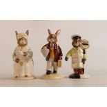 Royal Doulton Bunnykins figures Cook DB85, Lollipop Man DB65 and Fisherman DB84, boxed (3)