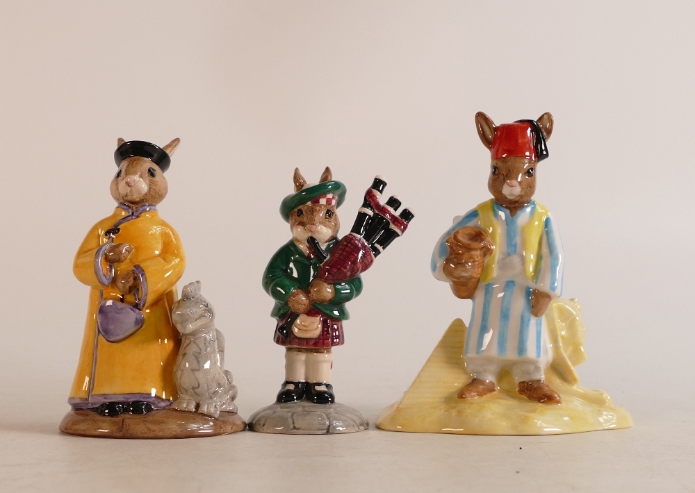 Royal Doulton Bunnykins limited edition figures Piper DB161, Mandarin DB252 and Egyptian DB314,