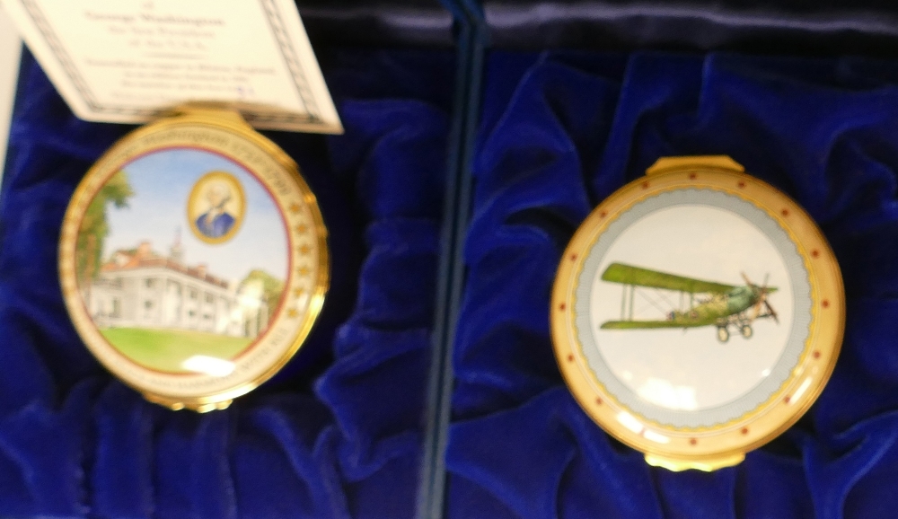 Halcyon days enamelled lidded boxes to include Bicentenary death of George Washington , If you're - Image 3 of 3