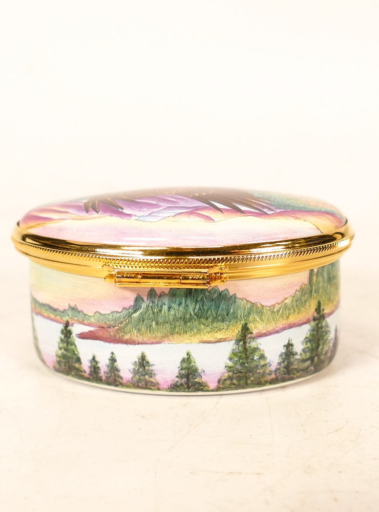 Moorcroft enamel Bald Eagle oval lidded box by Amanda Rose , Limited edition 4/150. Boxed with - Image 3 of 5