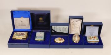 Halcyon days enamelled lidded boxes to include 75th Anniversary of Rolls Royce, Tiffany & Co,