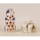Royal Crown Derby paperweights Sleeping Door Mouse and Chipmunk, gold stoppers, each boxed (2)