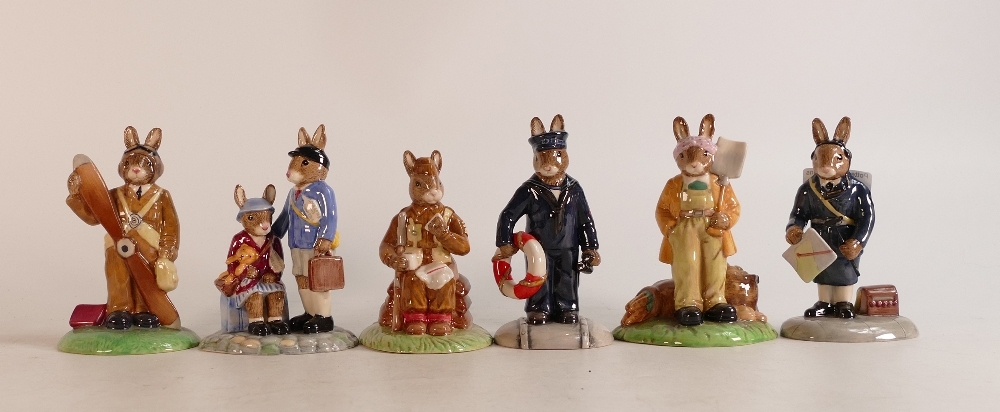 Royal Doulton Bunnykins figures The World War II collection Evacuees DB373, Land Girl DB372, Pilot