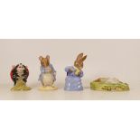 Royal Albert Beatrix Potter Bp Figures to include Cottontail, Gentle Mouse Made a Bow, Timmy