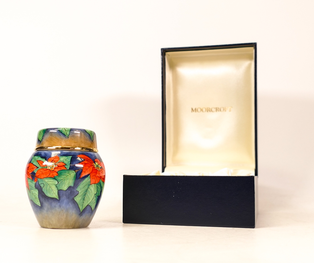 Moorcroft enamel Poinsettia ginger jar . Boxed , height 7cm - Image 5 of 5
