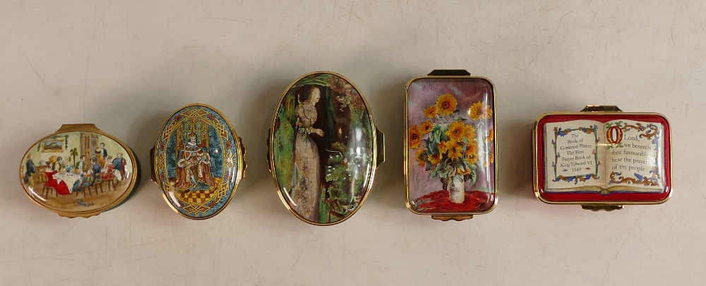 Halcyon days enamelled lidded boxes to include Sunflowers , Book of Common prayer , Ophelia , - Bild 3 aus 3