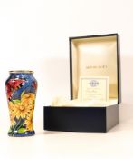 Moorcroft enamel Papillon Butterfly vase by Fiona Bakewell , Limited edition 29/100. Boxed with