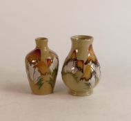 A pair of Moorcroft Toadstool vases dated 2009, height of tallest 10cm