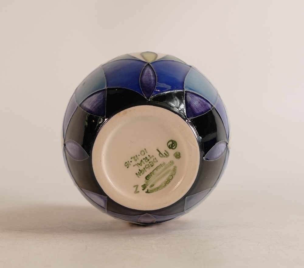 Moorcroft Spectrum patterned vase, trial piece, dated 10/12/2015, height 12.5cm, boxed - Image 2 of 2
