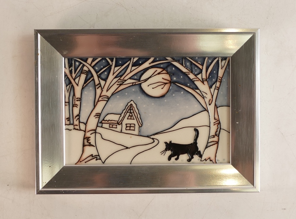 Moorcroft Mr Coal Christmas Cat plaque