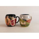 Two Moorcroft Mugs to include Pomegranate and Sheep in the field (slight crazing) (2)