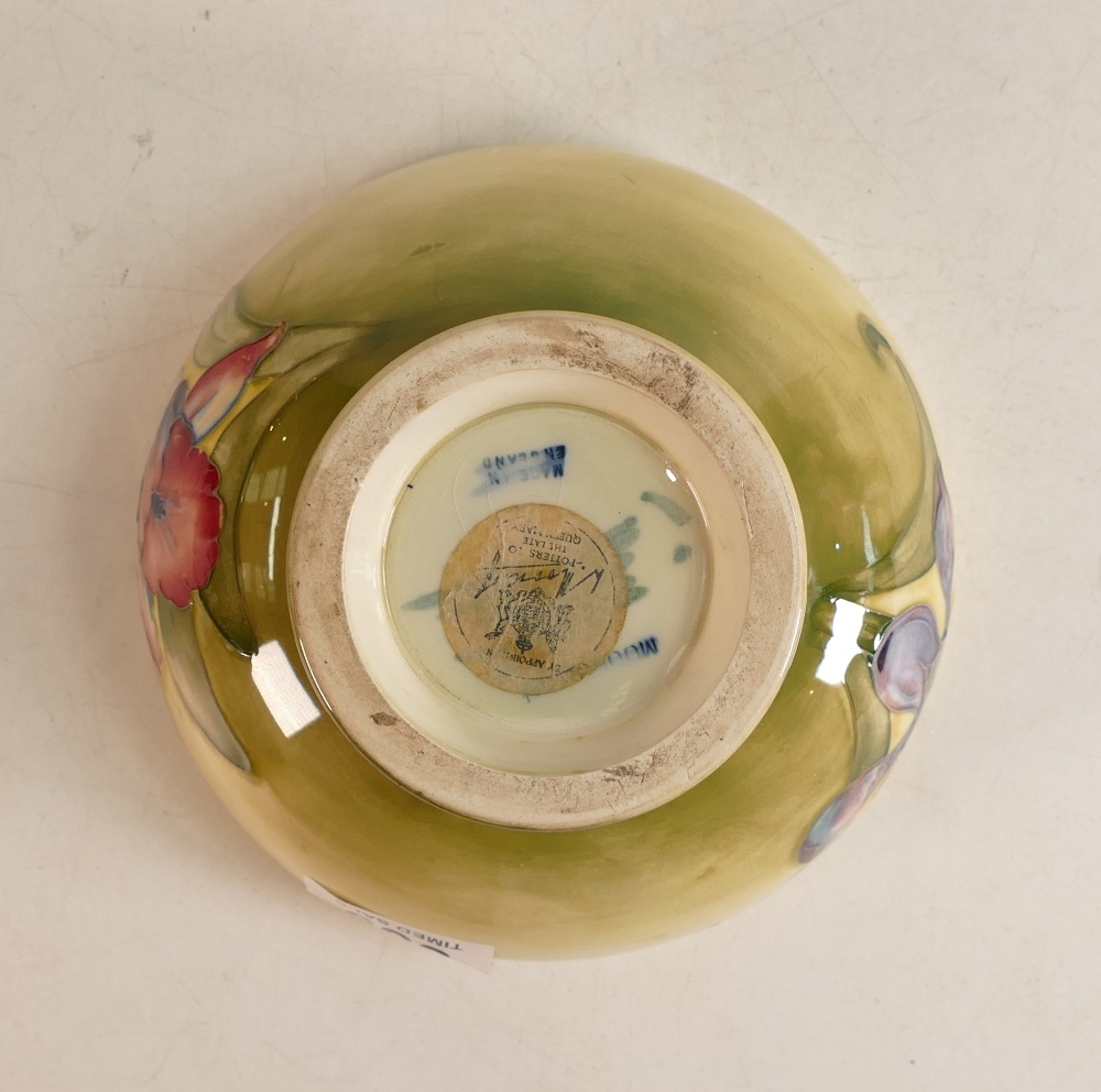 Moorcroft Orchid bowl on yellow / green faded ground. Diameter 16cm - Image 2 of 3