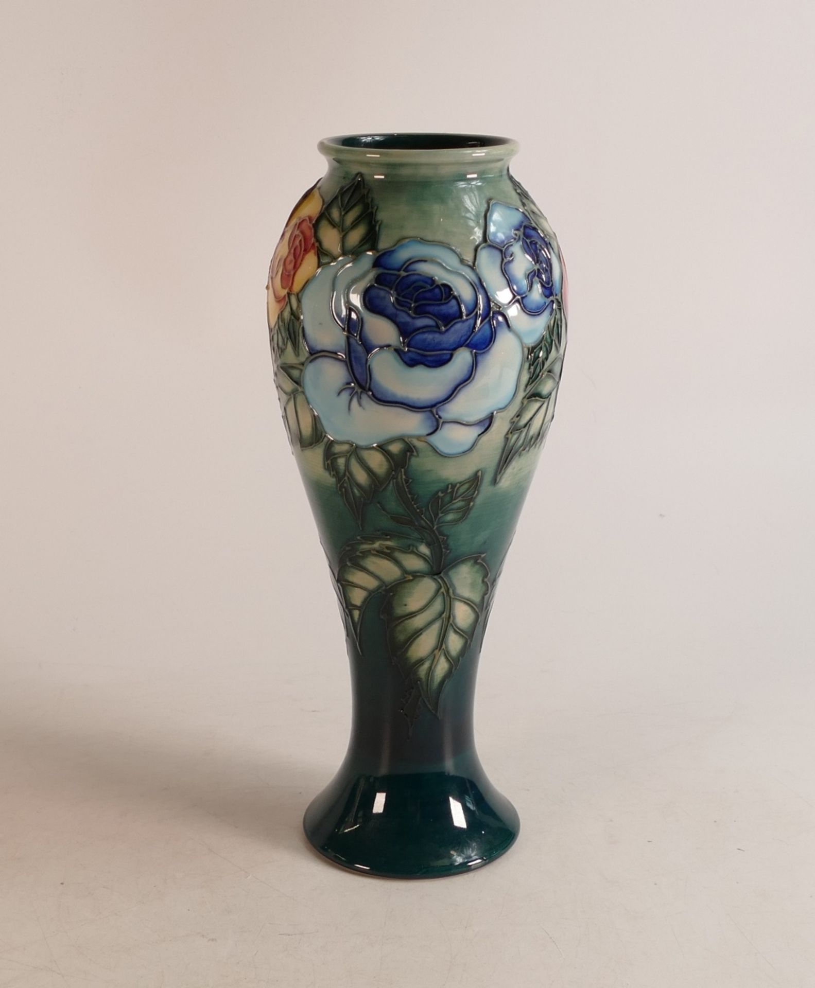 Moorcroft â€˜Rose & Budâ€™ vase by Sally Tuffin, limited edition 79/500, 27cm high