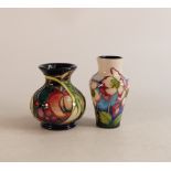 Moorcroft Queens Choice patterned vase (silver lined seconds, slight crazing) together with white/