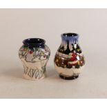 Moorcroft Christmas Morning vase together with Lapland vase, height of tallest 9.5cm