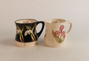 Two Moorcroft mugs to include Pink Iris and Snowdrops (2)