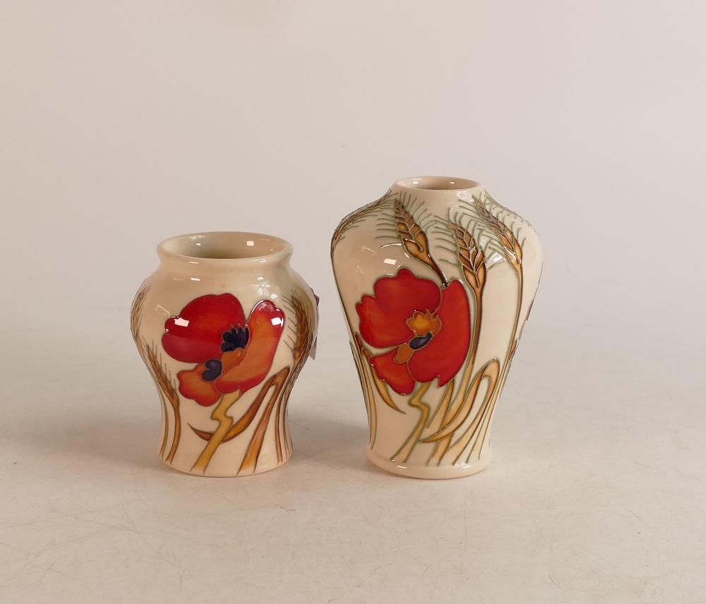 Two Moorcroft Harvest poppy vases. Height of tallest 11cm (2)