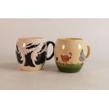 Two Moorcroft mugs to include Chickens feeding and Badgers (2nds)(2)