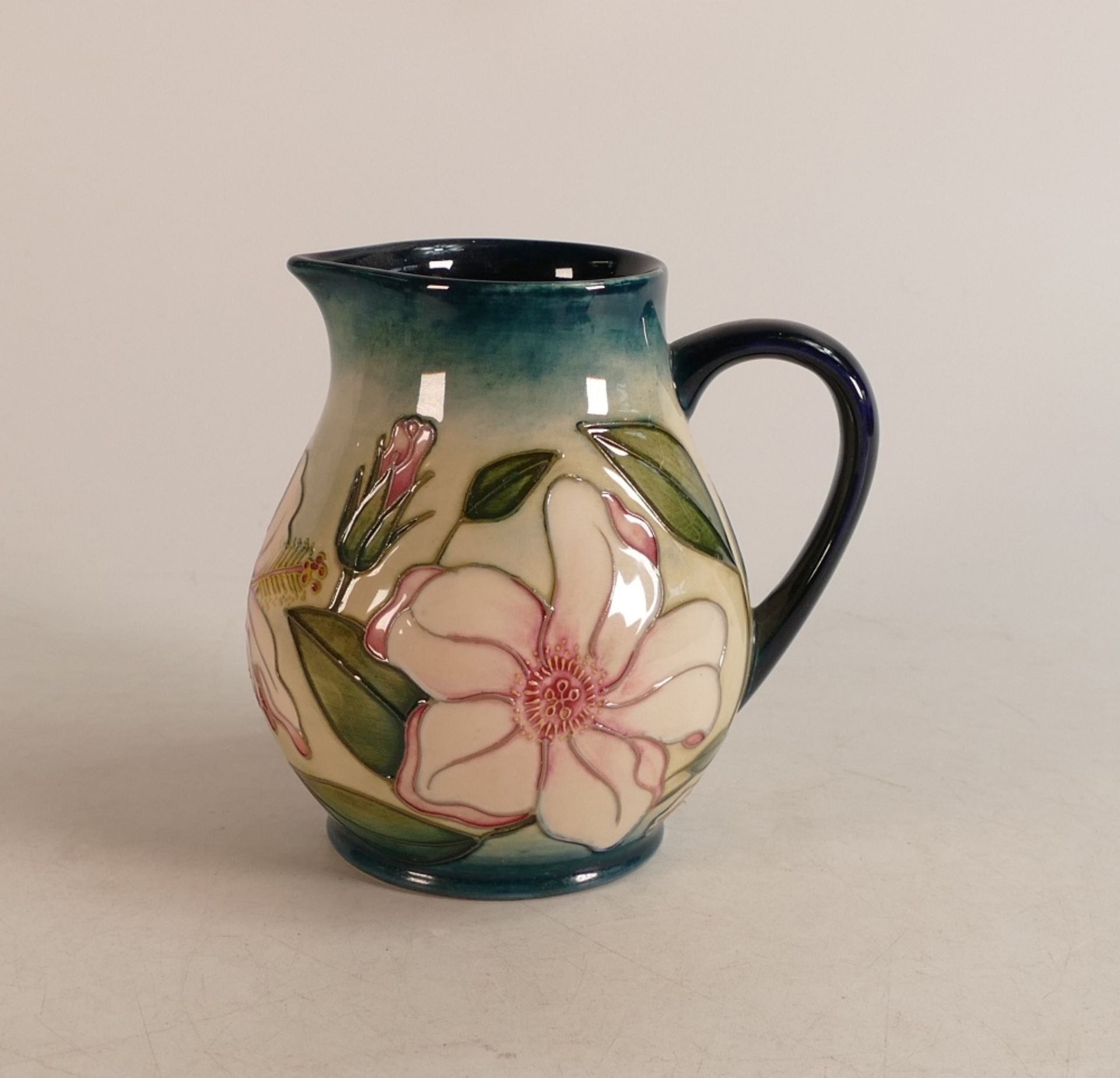 Moorcroft design trial Hibiscus Moon jug, dated 7/1/03, signed Sian Leeper, boxed, height 12cm