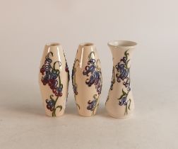 A Pair of Bluebell Harmony vases together with matching flared vase, height of tallest 13cm (3)