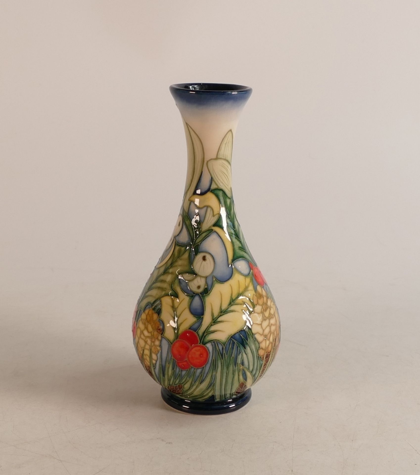 Moorcroft limited edition Gooseberry and wild flowers patterned bud vase, 7/150, dated 2003,